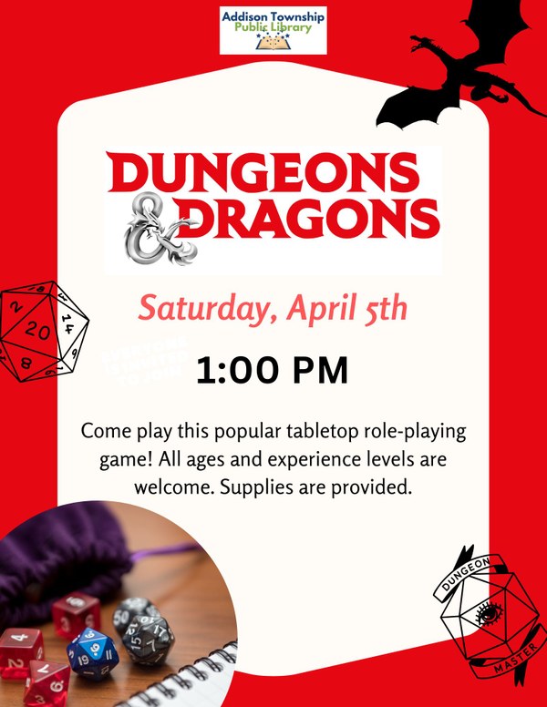 Dungeons and Dragons Flyer April 2025