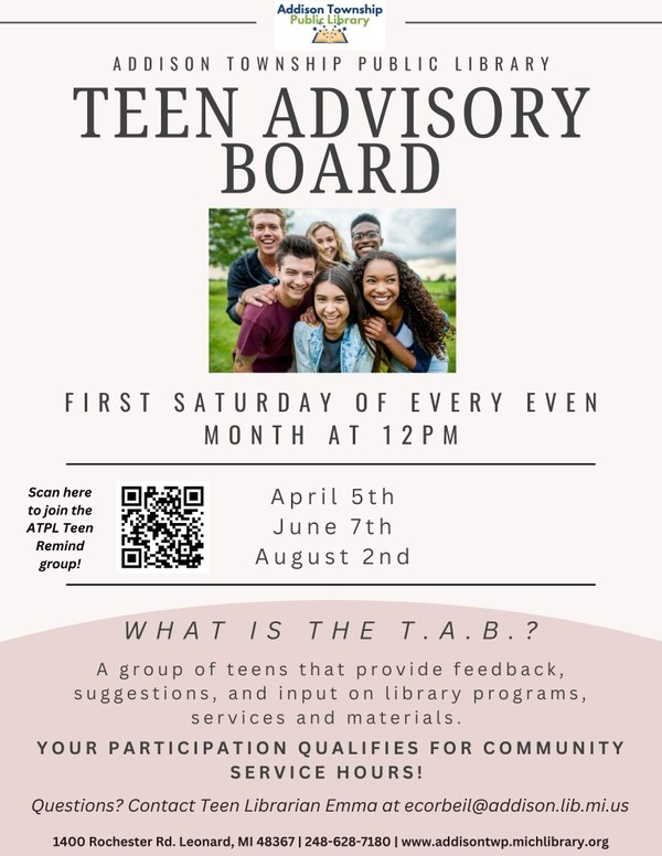 Teen Advisory Board Flyer April 2025