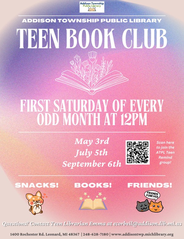Teen Book Club May 2025 Flyer